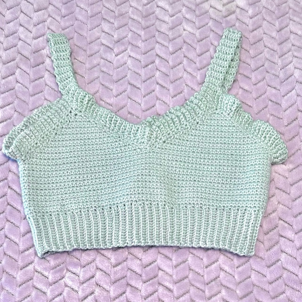 Light Blue Knit Crop Top